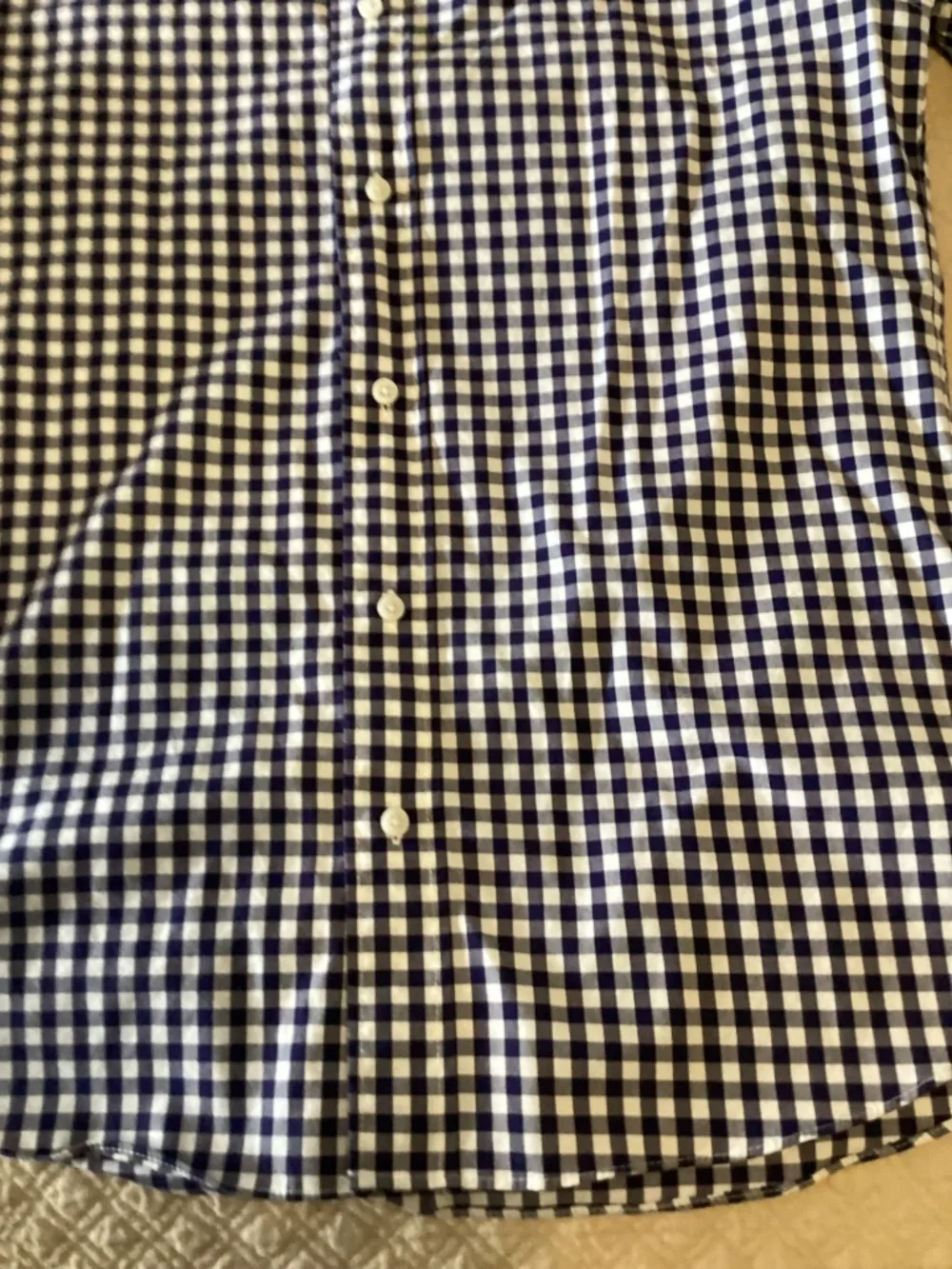 Jcrew Crewcuts boys size 16 navy blue gingham check Oxford shirt